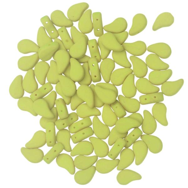 Czech Glass, 2-Hole Paisley Duo Beads 8x5mm, Matte Velvet Lemongrass (22 Gram Tube) Discount - Image 2