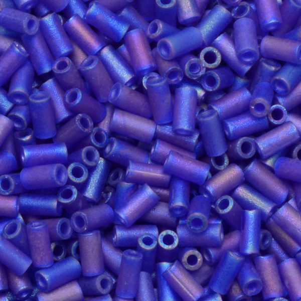 Miyuki Bugle Tube Beads, Cylinder Size #1 3x1.5mm, Matte Cobalt AB (19.5 Grams) For Sale