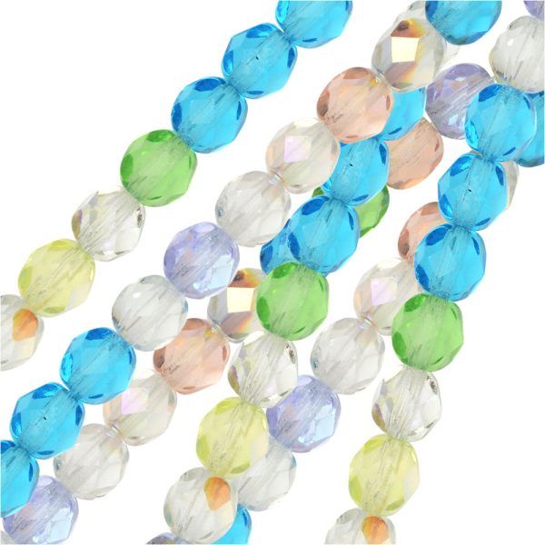 Czech Fire Polished Glass Beads, Faceted Round 6mm, Spring Flowers Mix (25 Pieces) on Sale - Image 2