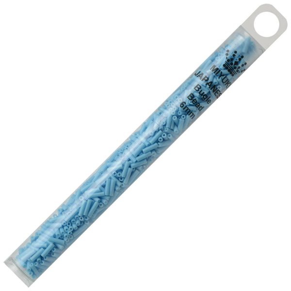 Miyuki Bugle Tube Beads, Cylinder Size #2 6x1.5mm, Matte Opaque Turquoise AB (17 Grams) For Discount - Image 3