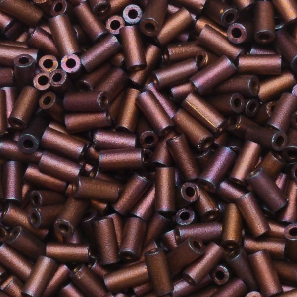 Miyuki Bugle Tube Beads, Cylinder Size #1 3x1.5mm, Matte Metallic Dark Raspberry (19.5 Grams) For Sale