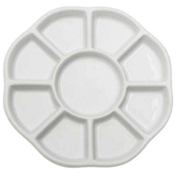 Ceramic Bead Sorting Tray, Round 5 1 2 Inch Diameter with Nine Sections, 1 Tray, White Online Hot Sale