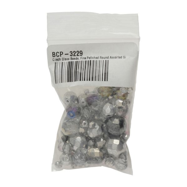 Czech Glass Beads, Fire Polished Round Assorted Sizes, Clear Black Silver (1 Ounce) Supply - Image 3