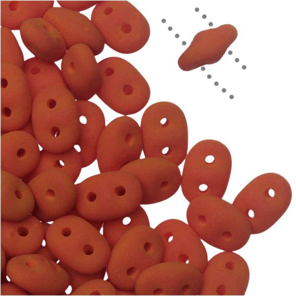 Czech Glass, 2-Hole SuperDuo Beads 2x5mm, Matte Velvet Brick (8 Grams) Supply