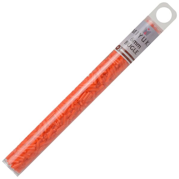 Miyuki Bugle Tube Beads, Cylinder Size #2 6x1.5mm, Opaque Orange (17 Grams) Hot on Sale - Image 3