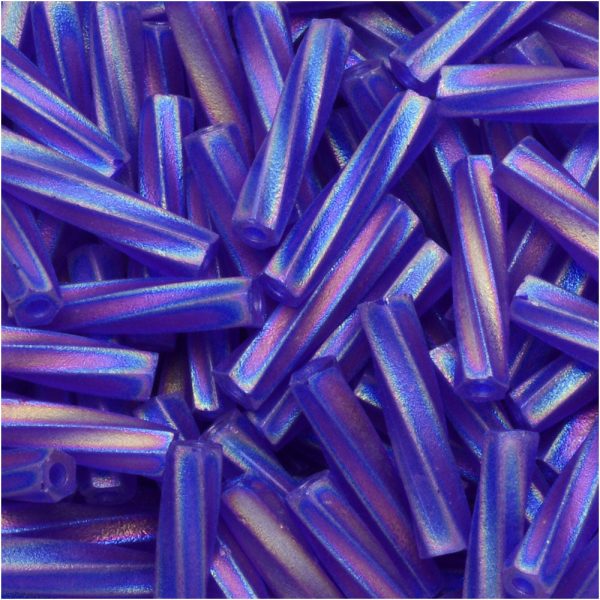 Miyuki Bugle Tube Beads, Twisted Cylinder 12x2.7mm, Matte Transparent Cobalt AB (13 Grams) Cheap - Image 2