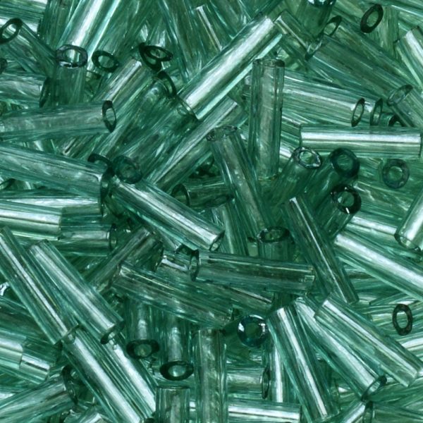 Miyuki Bugle Tube Beads, Cylinder Size #2 6x1.5mm, Transparent Seafoam Luster (17 Grams) Fashion