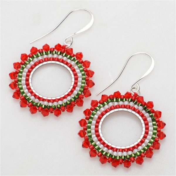 Brick Stitch Burst Earrings in Christmas Wreath - Exclusive Beadaholique Jewelry Kit For Cheap - Image 2