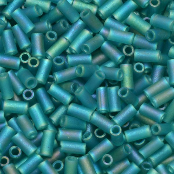 Miyuki Bugle Tube Beads, Cylinder Size #1 3x1.5mm, Transparent Teal AB (19.5 Grams) Online now