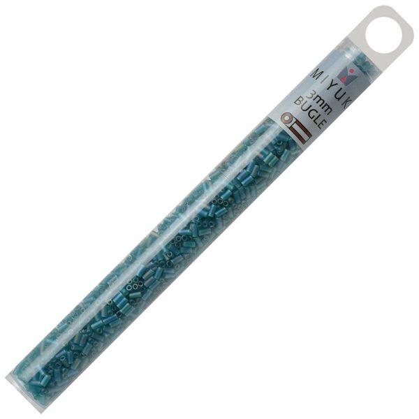 Miyuki Bugle Tube Beads, Cylinder Size #1 3x1.5mm, Transparent Teal AB (19.5 Grams) Online now - Image 3