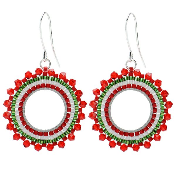 Brick Stitch Burst Earrings in Christmas Wreath - Exclusive Beadaholique Jewelry Kit For Cheap