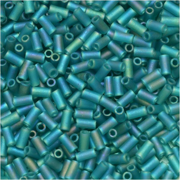 Miyuki Bugle Tube Beads, Cylinder Size #1 3x1.5mm, Transparent Teal AB (19.5 Grams) Online now - Image 2