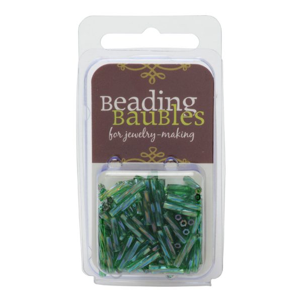 Miyuki Bugle Tube Beads, Twisted Cylinder 12x2.7mm, Transparent Green AB (13 Grams) Discount - Image 3