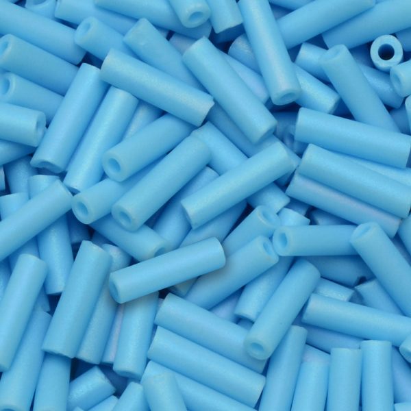 Miyuki Bugle Tube Beads, Cylinder Size #2 6x1.5mm, Matte Opaque Turquoise AB (17 Grams) For Discount