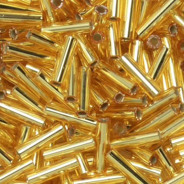 Miyuki Bugle Tube Beads, Cylinder Size #2 6x1.5mm, Silver Lined Gold (17 Grams) Online now