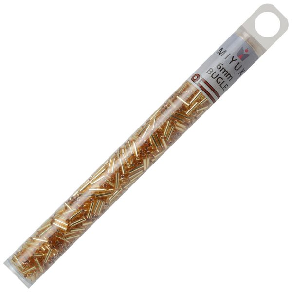 Miyuki Bugle Tube Beads, Cylinder Size #2 6x1.5mm, Silver Lined Gold (17 Grams) Online now - Image 3
