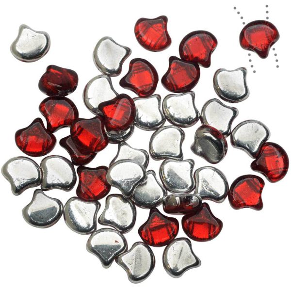 Czech Glass, 2-Hole Ginko Beads 7.5mm, Backlit Rubysol (10 Grams) Cheap - Image 2