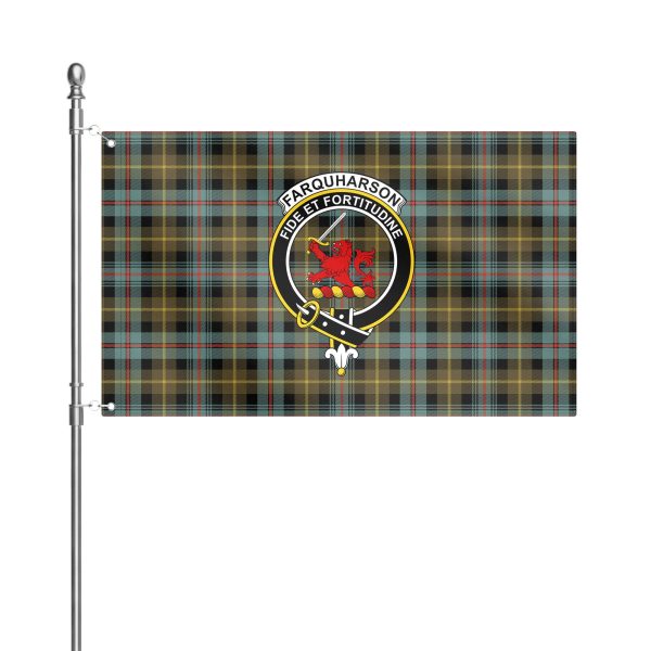 Farquharson Weathered Tartan Crest House Flag on Sale - Image 2