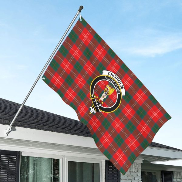 Chisholm Modern Tartan Crest House Flag Discount