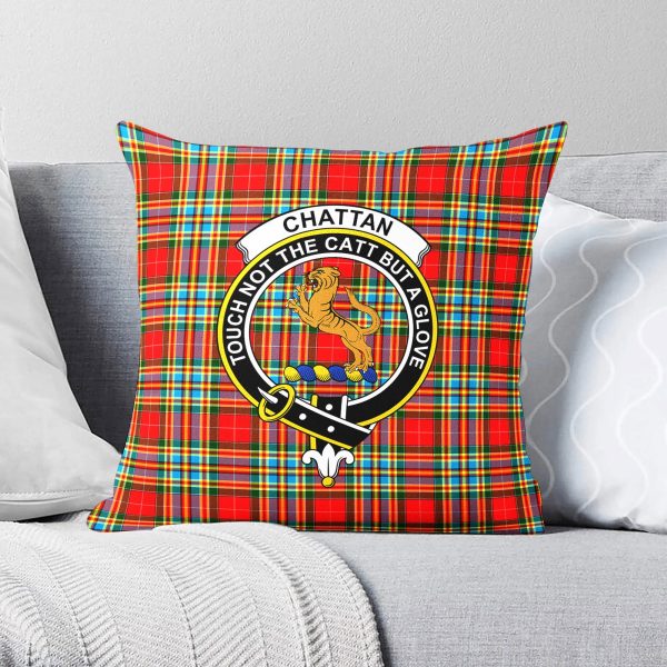 Chattan Tartan Crest Pillow Cover Hot on Sale