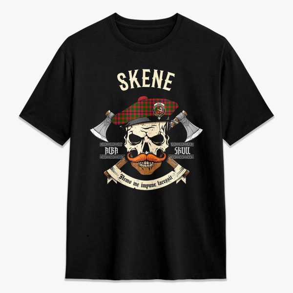 Skene Modern Tartan Crest 2D T-shirt - Alba Skull Style Online Hot Sale