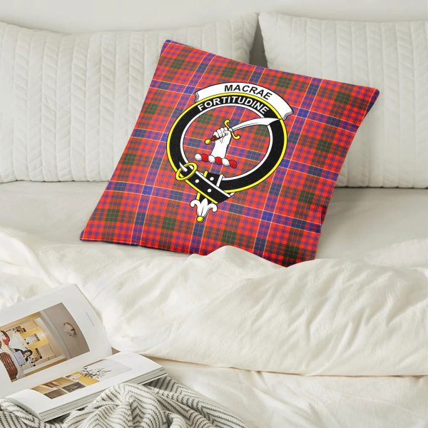 MacRae Ancient Tartan Crest Pillow Cover Online now - Image 2