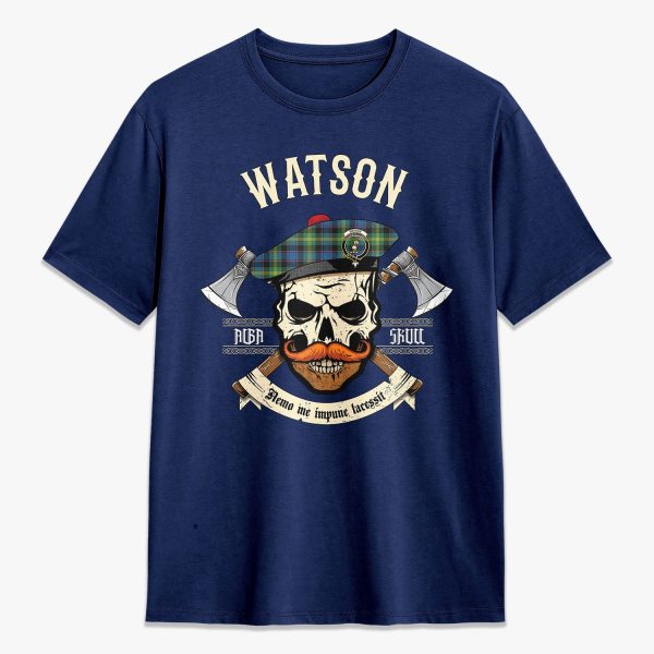Watson Ancient Tartan Crest 2D T-shirt - Alba Skull Style Online - Image 3