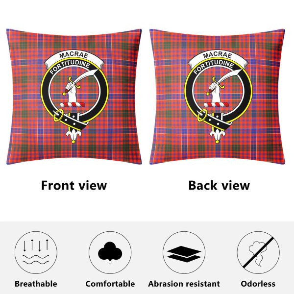 MacRae Ancient Tartan Crest Pillow Cover Online now - Image 4