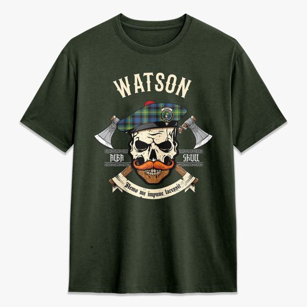 Watson Ancient Tartan Crest 2D T-shirt - Alba Skull Style Online - Image 5
