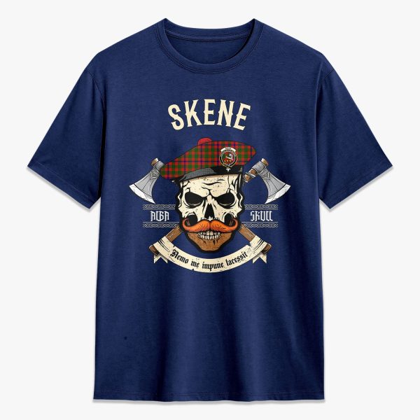 Skene Modern Tartan Crest 2D T-shirt - Alba Skull Style Online Hot Sale - Image 3