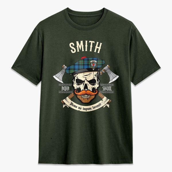 Smith Ancient Tartan Crest 2D T-shirt - Alba Skull Style Cheap - Image 5