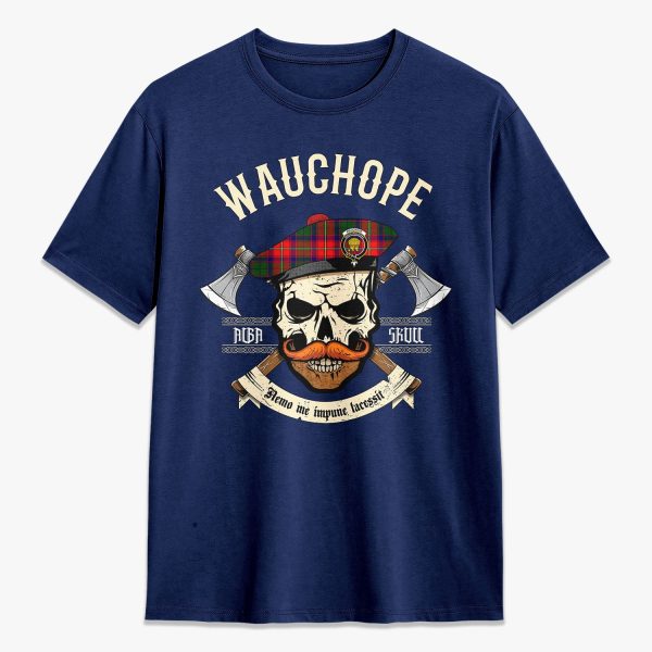 Wauchope (or Waugh) Tartan Crest 2D T-shirt - Alba Skull Style Cheap - Image 3