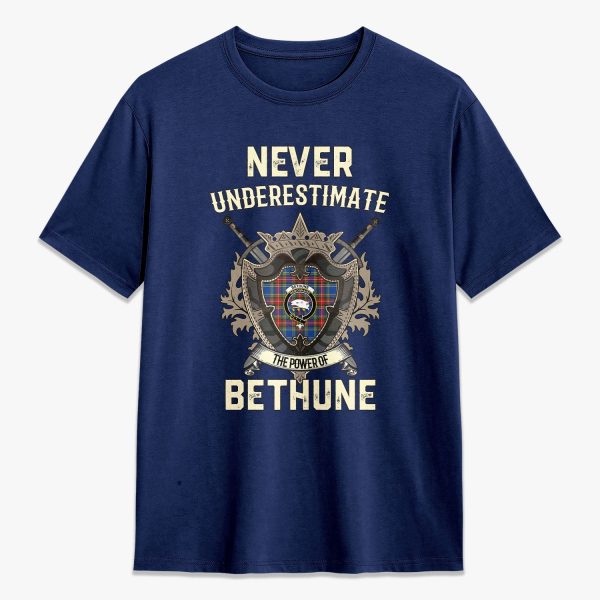 Bethune Modern Tartan Crest 2D T-shirt - Never Underestimate Style Online now - Image 3