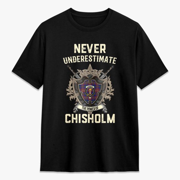 Chisholm Hunting Modern Tartan Crest 2D T-shirt - Never Underestimate Style For Cheap