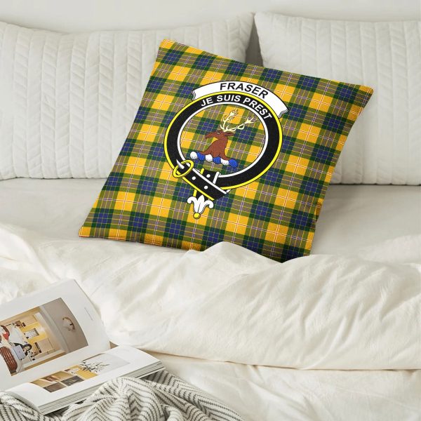 Fraser (of Lovat) Yellow Tartan Crest Pillow Cover Online now - Image 2