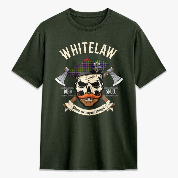 Whitelaw Tartan Crest 2D T-shirt - Alba Skull Style Online Sale - Image 5