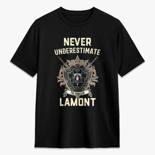 Lamont Modern Tartan Crest 2D T-shirt - Never Underestimate Style Online Sale