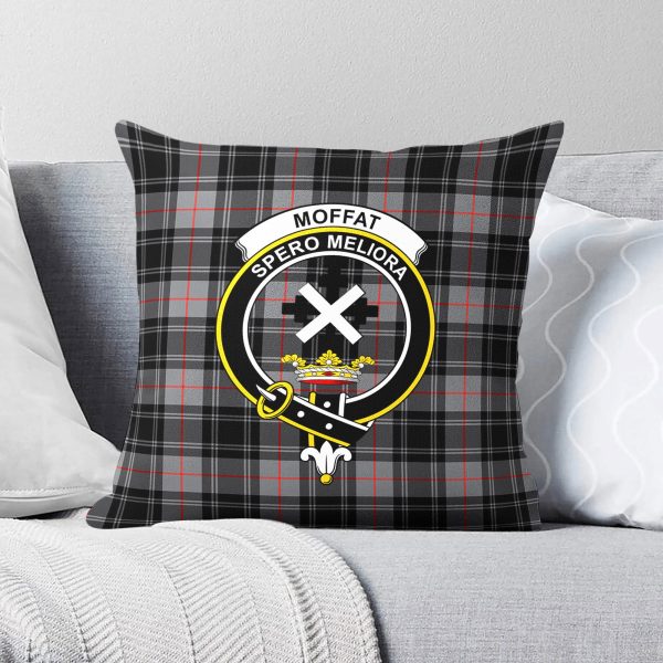 Moffat Modern Tartan Crest Pillow Cover For Sale