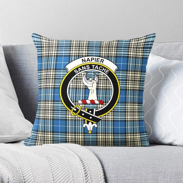 Napier Ancient Tartan Crest Pillow Cover For Sale