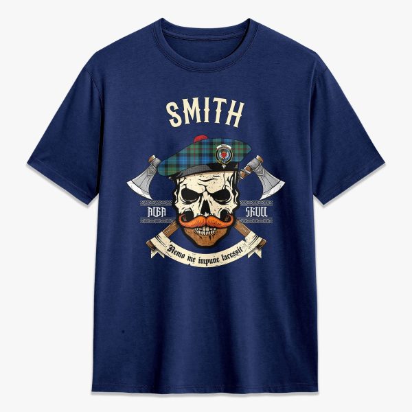 Smith Ancient Tartan Crest 2D T-shirt - Alba Skull Style Cheap - Image 3