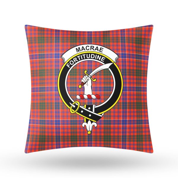 MacRae Ancient Tartan Crest Pillow Cover Online now - Image 3