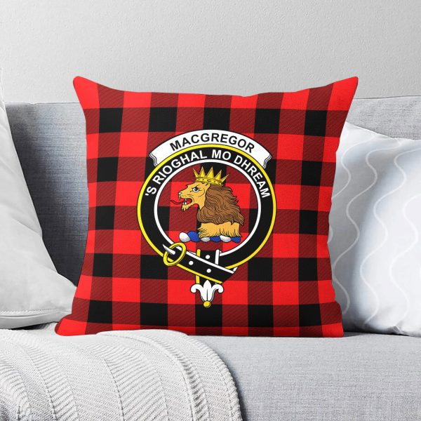 MacGregor Rob Roy Modern Tartan Crest Pillow Cover For Cheap