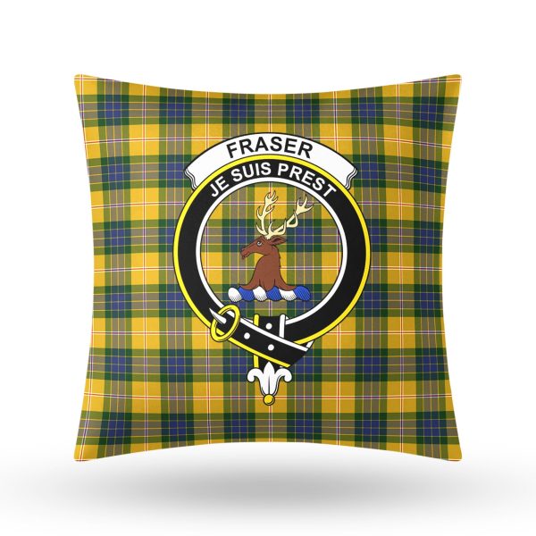 Fraser (of Lovat) Yellow Tartan Crest Pillow Cover Online now - Image 3