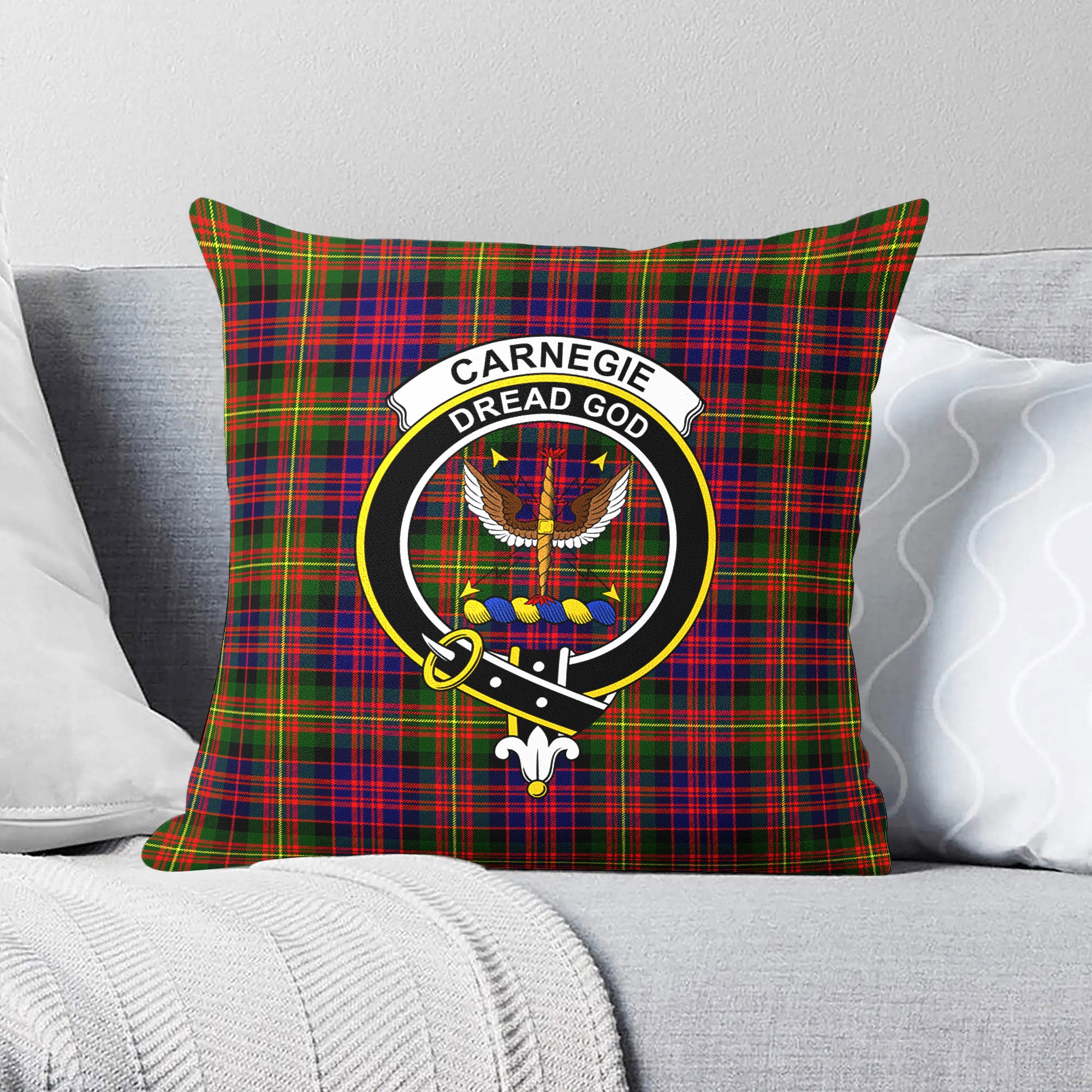 Carnegie Modern Tartan Crest Pillow Cover Discount