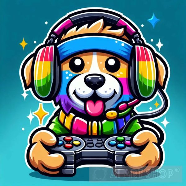 Dog Gamer Cartoon Online Sale - Image 2